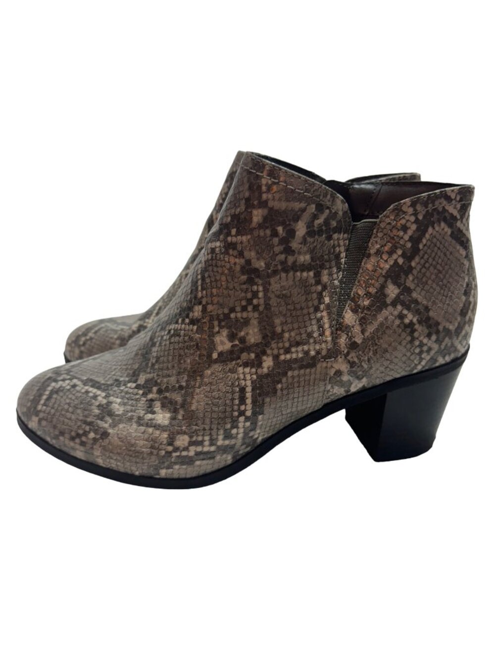 Cloudwalkers Women's Ophelia Snake Print Ankle Booties Size 10W Faux Leather
